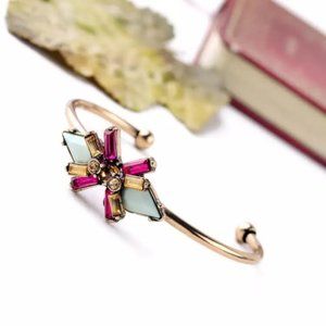Antique bronze Adjustable crystal cuff bracelet